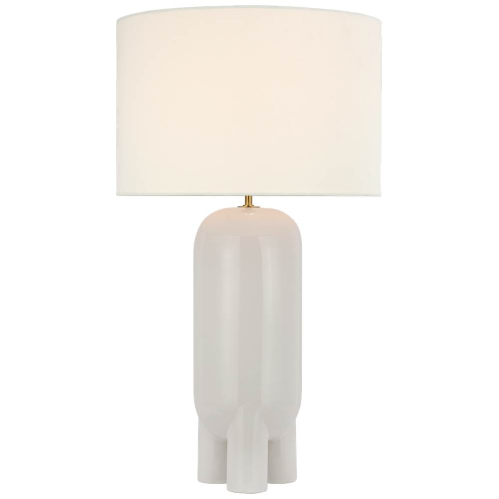 Visual Comfort Signature Collection Chalon Large Table Lamp in New White with Linen Shade