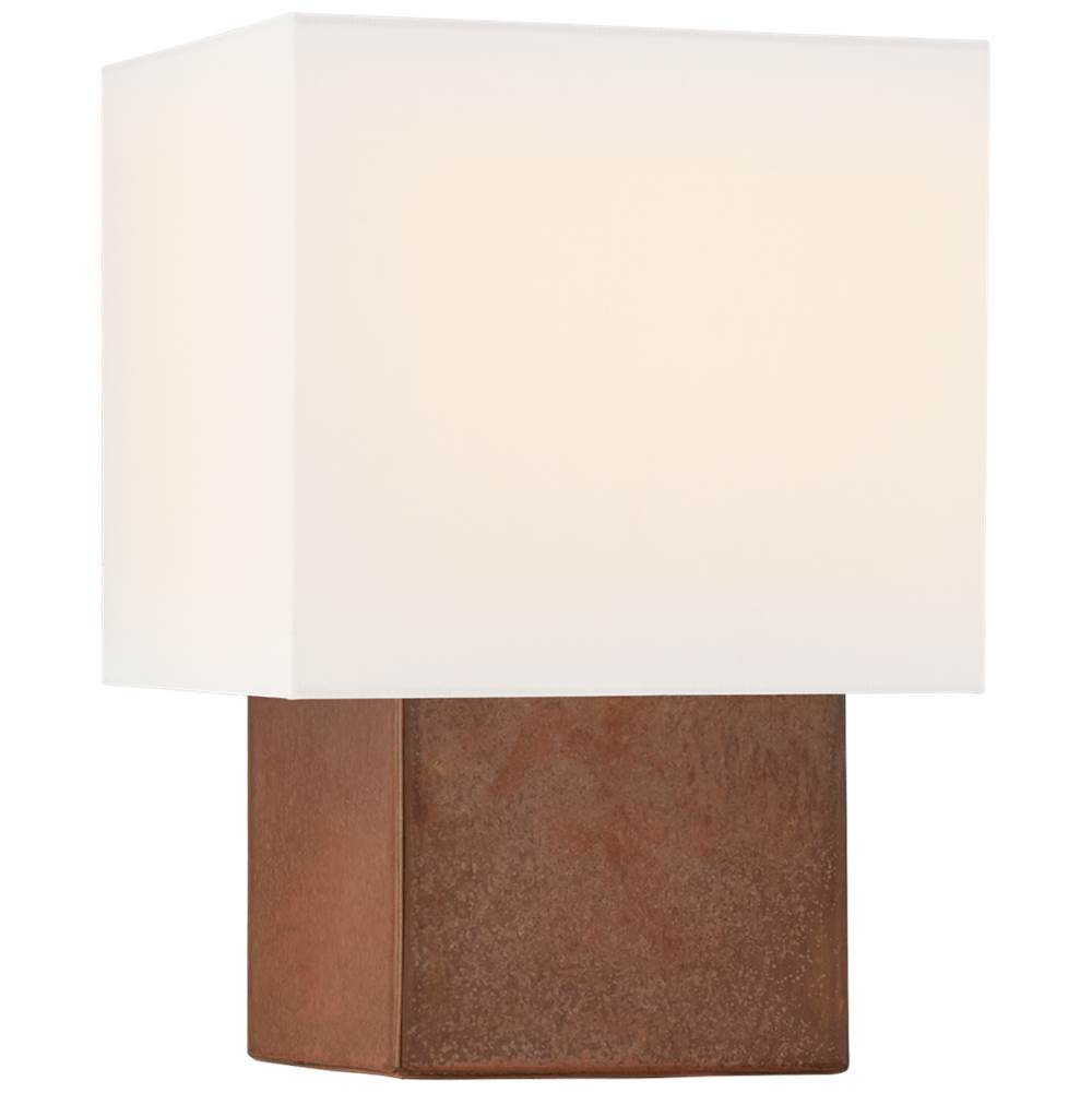 Visual Comfort Pari Petite Square Table Lamp in Autumn Copper with Linen Shade