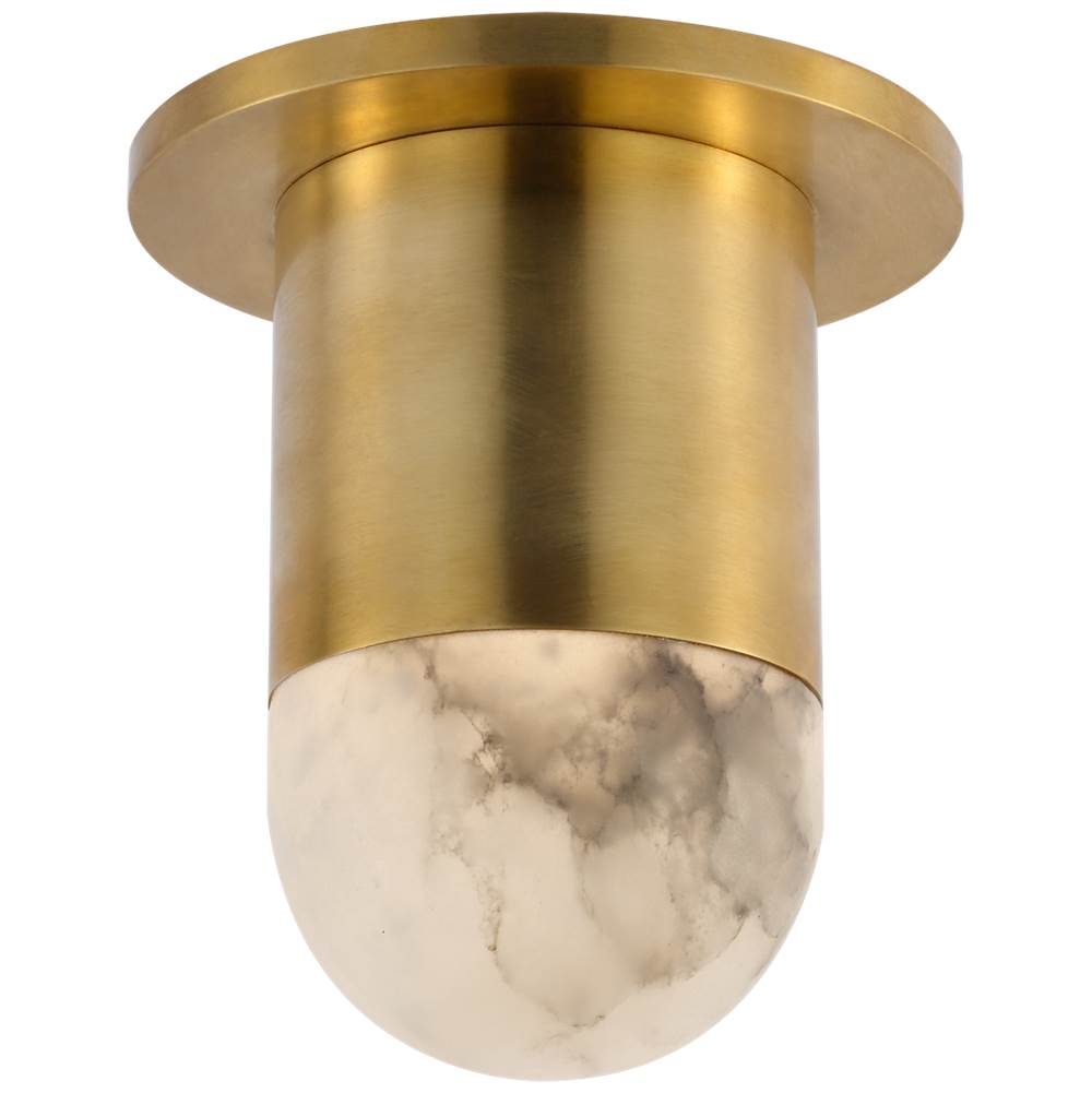 Visual Comfort Signature Collection Melange Mini Monopoint Flush Mount in Antique-Burnished Brass with Alabaster