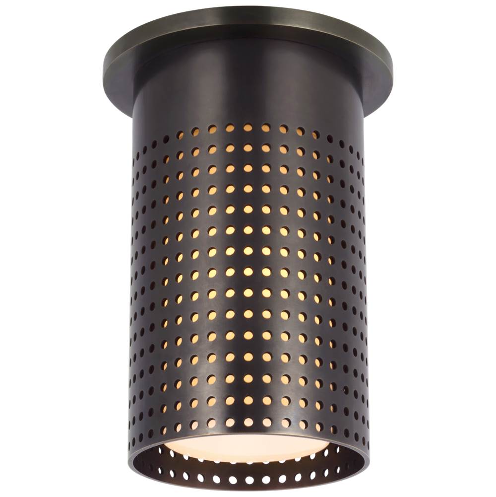 Visual Comfort Signature Collection Precision Short Monopoint Flush Mount in Bronze with White Glass