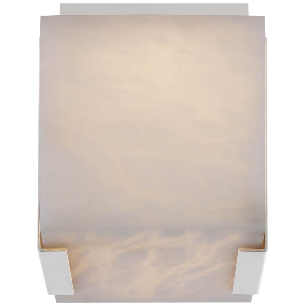 Visual Comfort Signature Collection Covet Tall Clip Solitaire Flush Mount in Polished Nickel with Alabaster