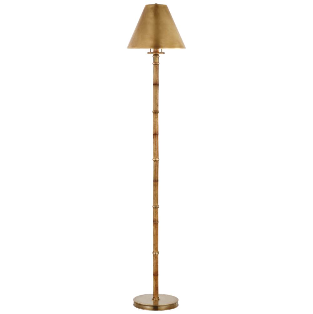 Visual Comfort Signature Collection Dalfern Petite Reading Floor Lamp in Waxed Bamboo and Natural Brass with Natural Brass Shade