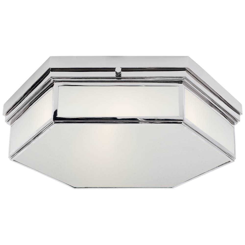 Visual Comfort Signature Collection Berling Large Flush Mount in Polished Nickel with Frosted Glass