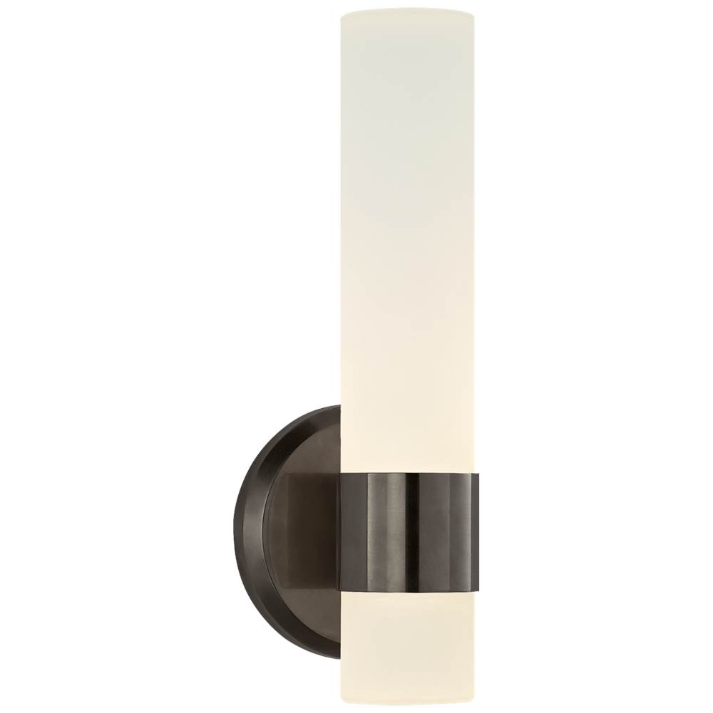 Visual Comfort Signature Collection Barton Single Arm Sconce in Bronze with Etched Crystal