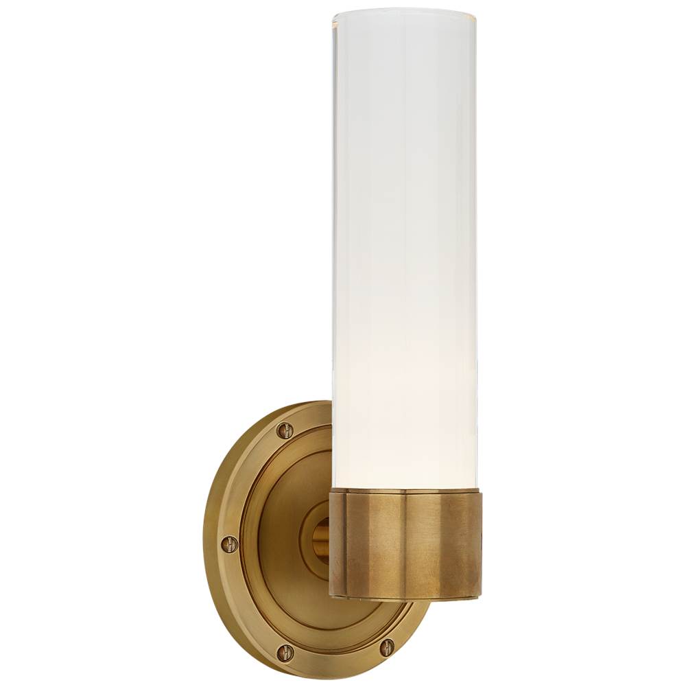 Visual Comfort Signature Collection Jones Small Single Sconce in Natural Brass with White Glass