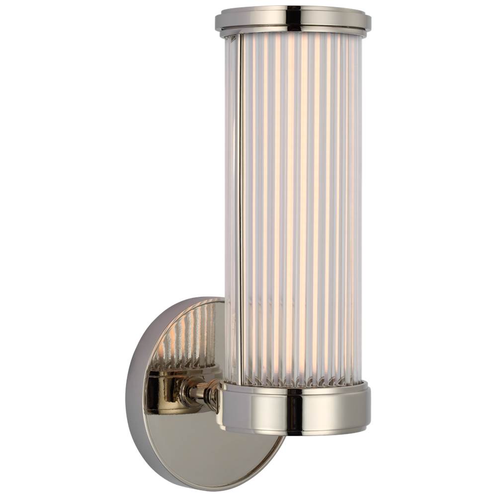 Visual Comfort Signature Collection Ranier Single Bath Light in Polished Nickel with Clear Glass Rods