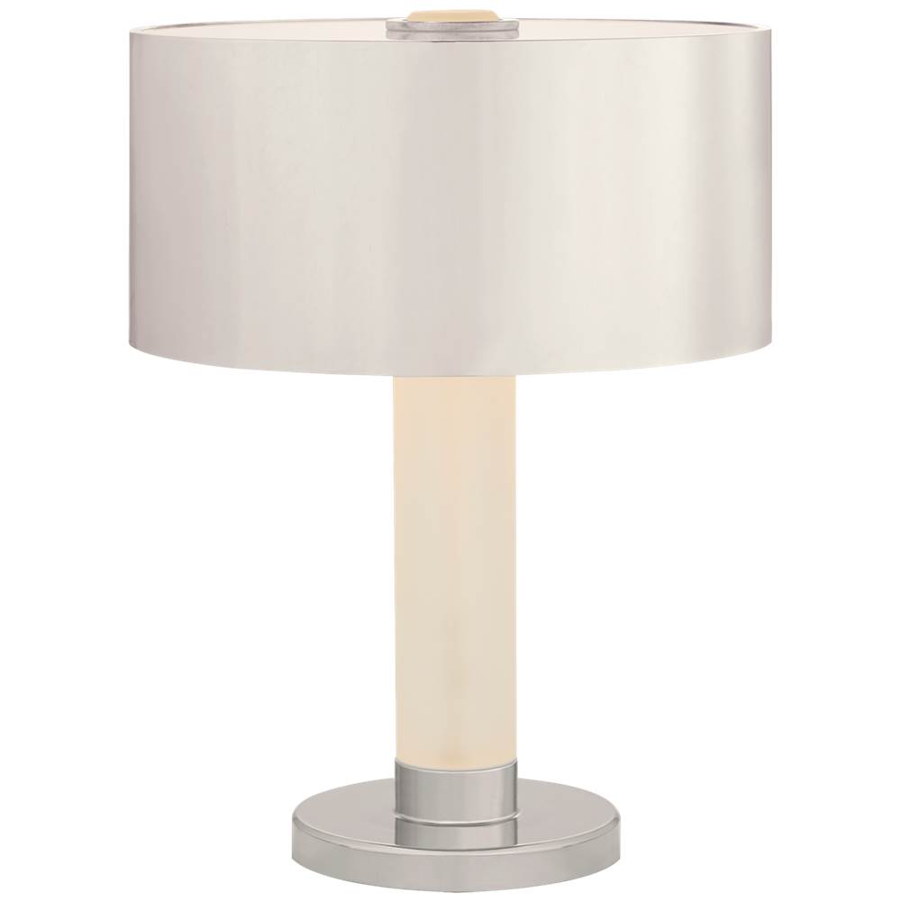 Visual Comfort Signature Collection Barton Desk Lamp in Polished Nickel and Etched Crystal with Polished Nickel Shade