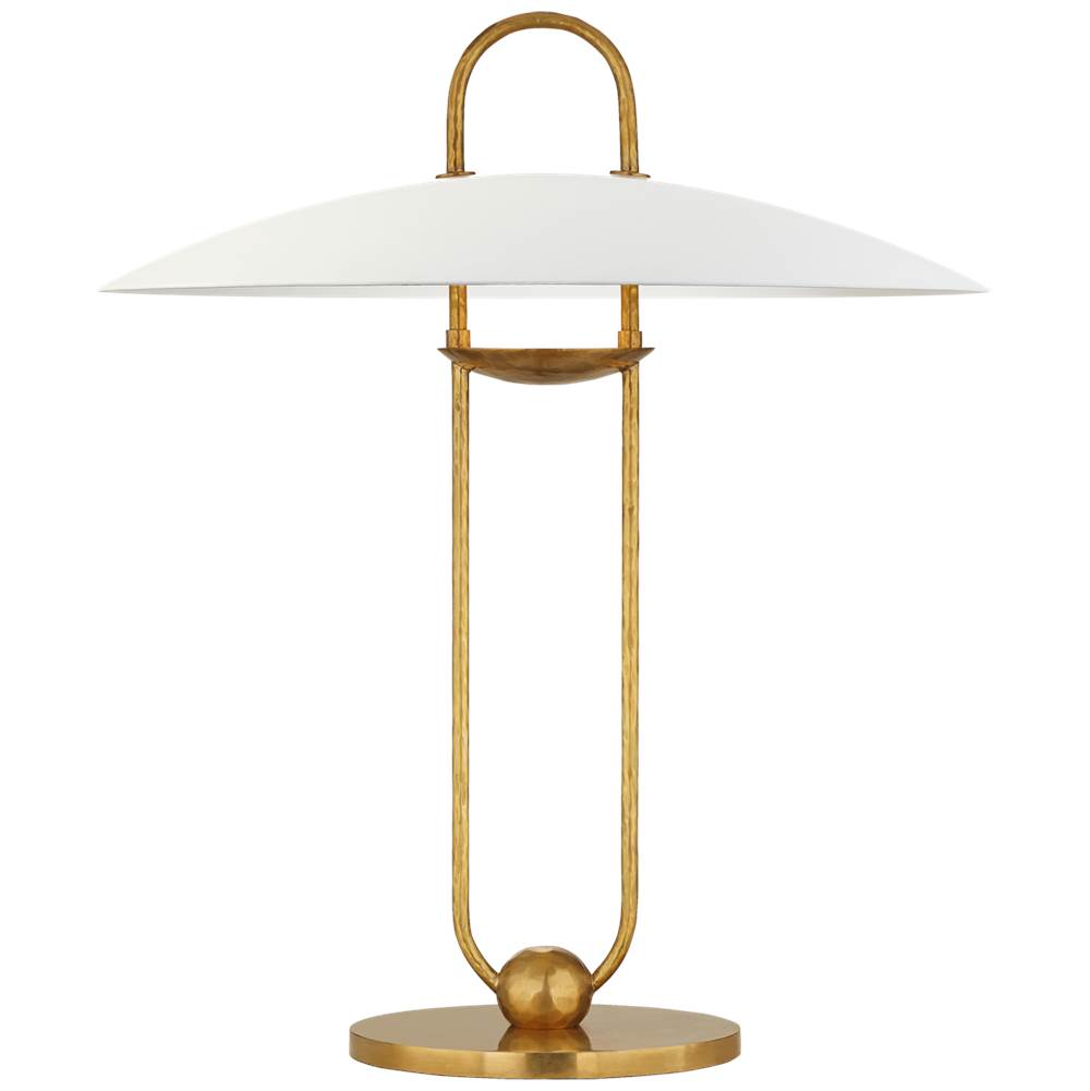 Visual Comfort Signature Collection Cara Sculpted Table Lamp in Natural Brass with Plaster White Shade