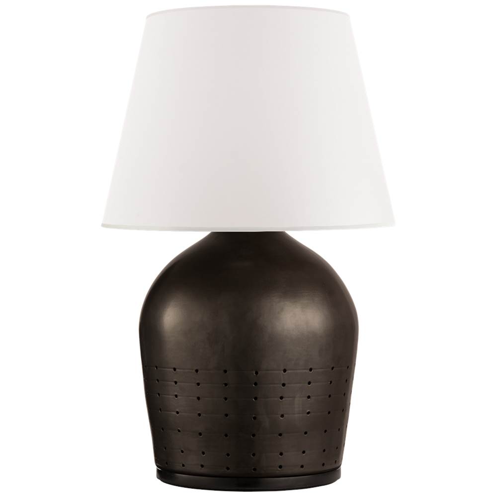 Visual Comfort Signature Collection Halifax Small Table Lamp in Black Ceramic with White Paper Shade