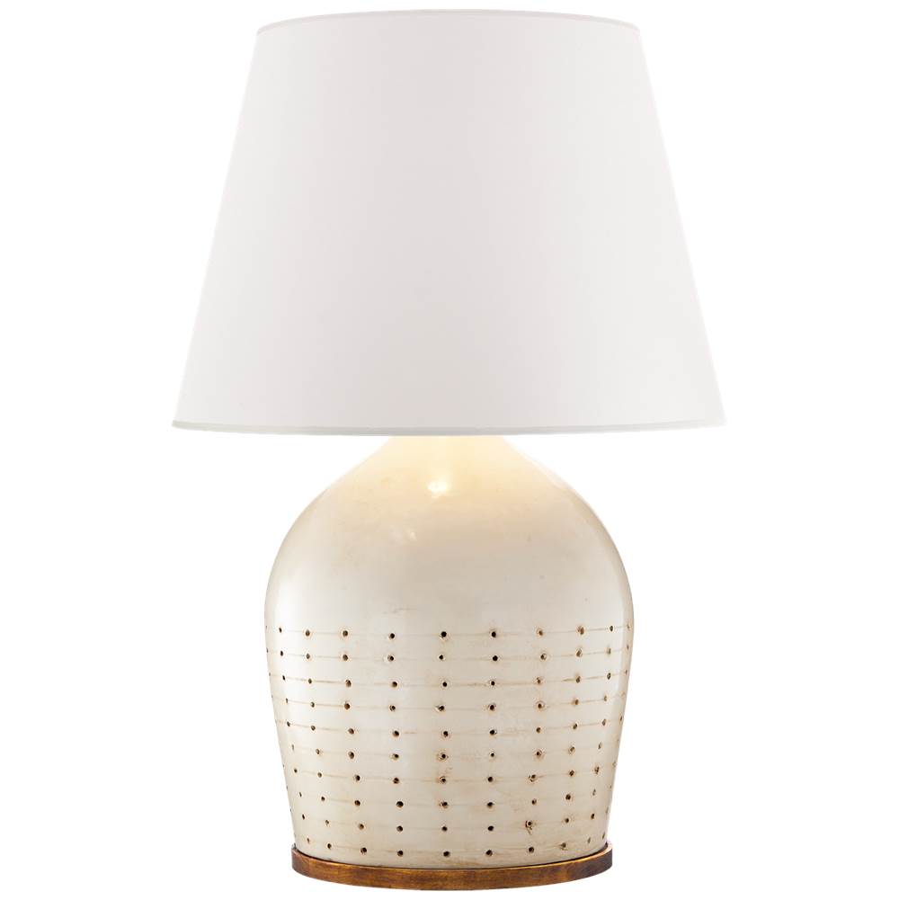 Visual Comfort Signature Collection Halifax Large Table Lamp in Coconut with White Paper Shade