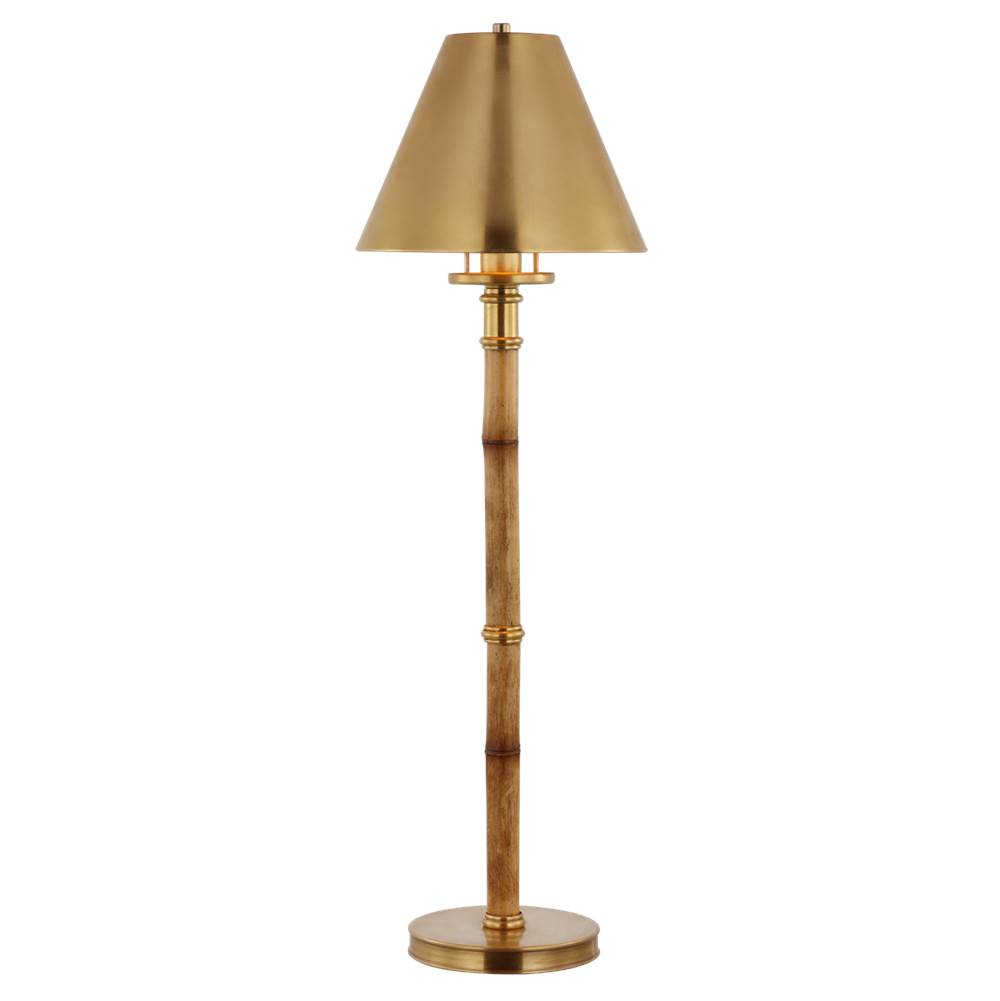 Visual Comfort Signature Collection Dalfern Desk Lamp in Waxed Bamboo and Natural Brass with Natural Brass Shade