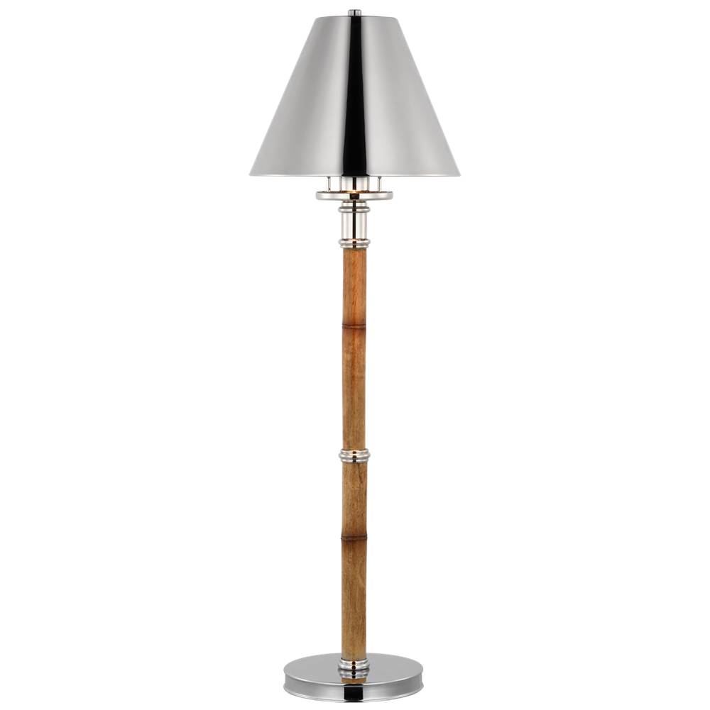 Visual Comfort Signature Collection Dalfern Desk Lamp in Waxed Bamboo and Polished Nickel with Polished Nickel Shade