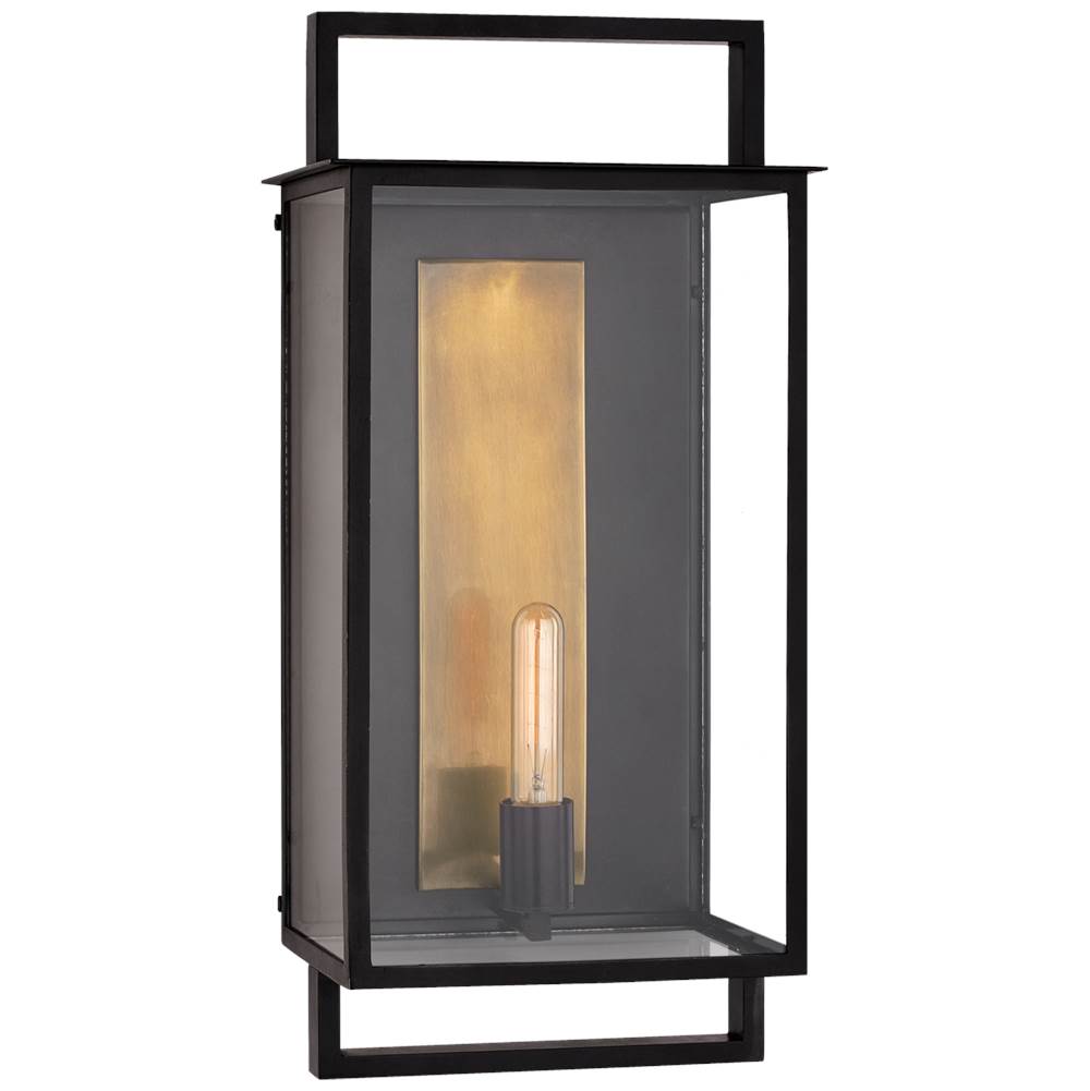 Visual Comfort Signature Collection Halle Large Wall Lantern in Aged Iron and Clear Glass