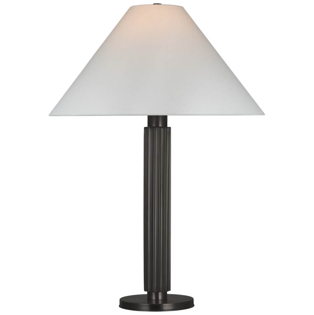 Visual Comfort Signature Collection Durham Large Table Lamp in Bronze with Linen Shade