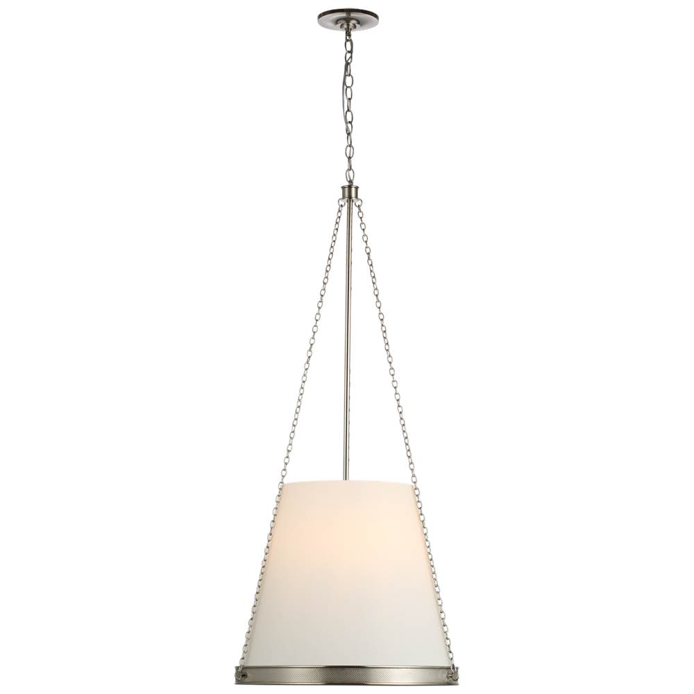 Visual Comfort Signature Collection Reese 20'' Pendant in Polished Nickel with Linen Shade