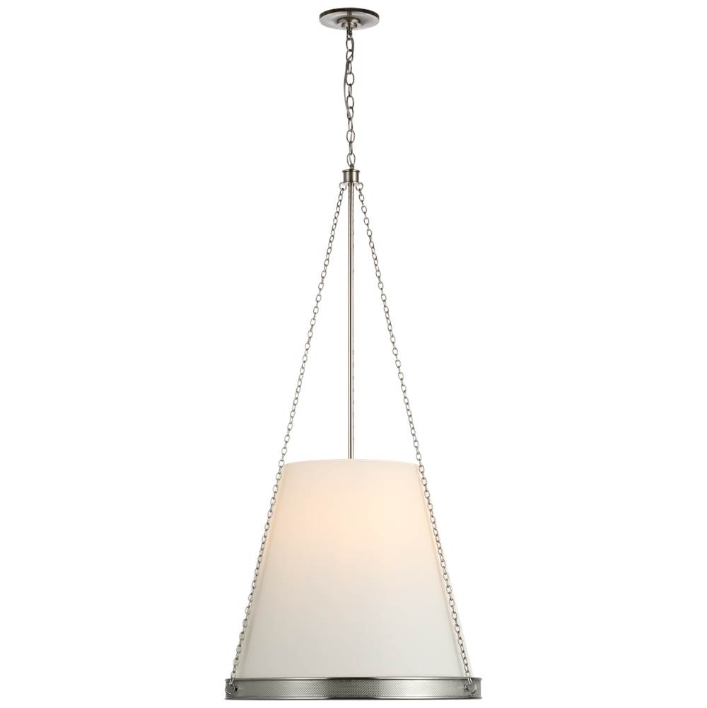Visual Comfort Signature Collection Reese 23'' Pendant in Polished Nickel with Linen Shade