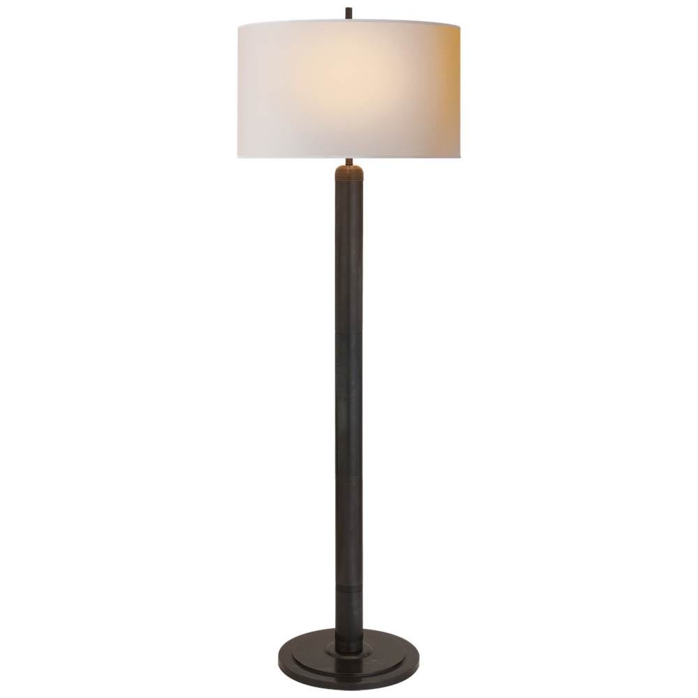 Visual Comfort Signature Collection Longacre Floor Lamp in Bronze with Natural Paper Shade