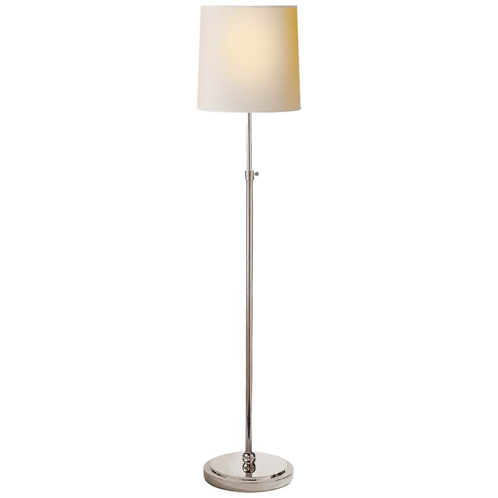 Visual Comfort Bryant Floor Lamp in Polished Nickel with Natural Paper Shade