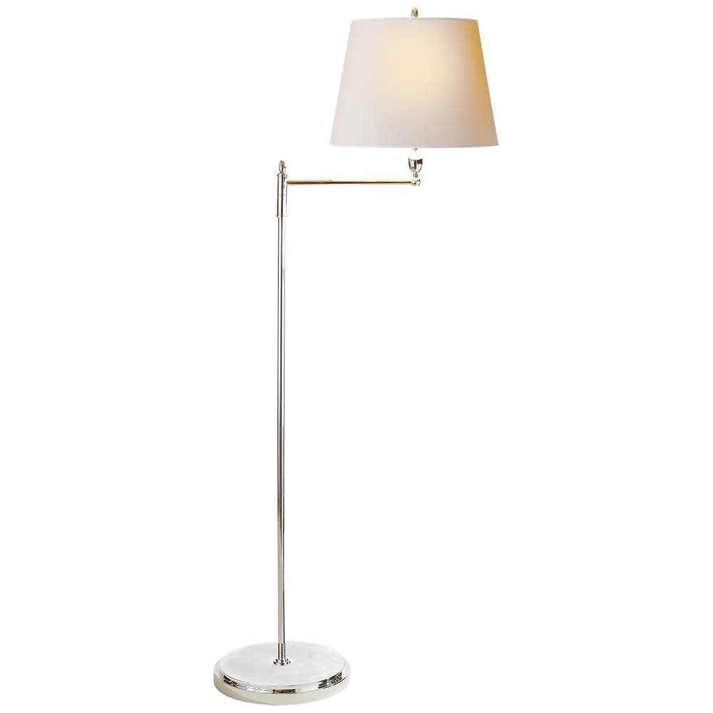 Visual Comfort Signature Collection Paulo Floor Light in Polished Nickel with Natural Paper Shade