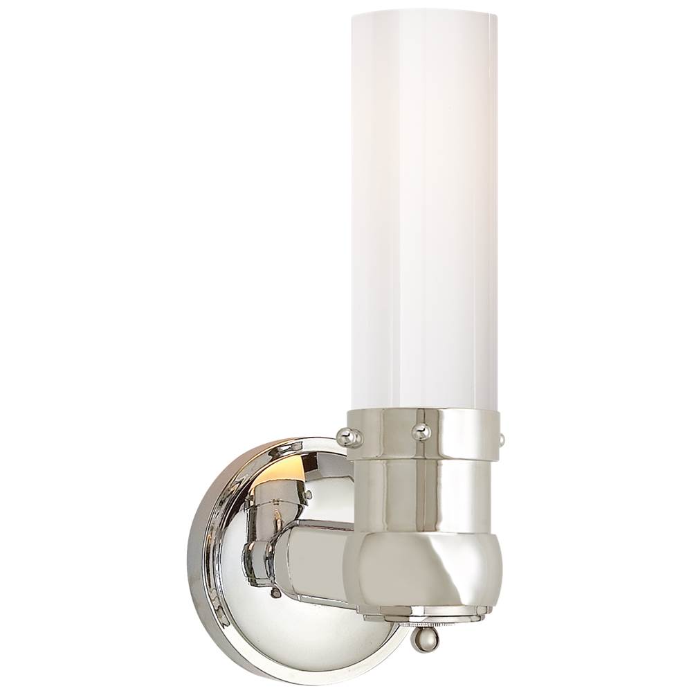 Visual Comfort Signature Collection Graydon Single Bath Light in Polished Nickel with White Glass