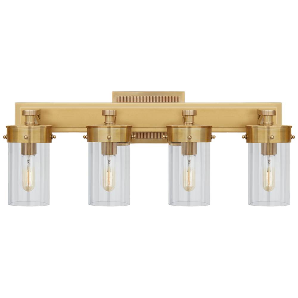 Visual Comfort Signature Collection Marais Four-Light Bath Sconce in Hand-Rubbed Antique Brass with Clear Glass