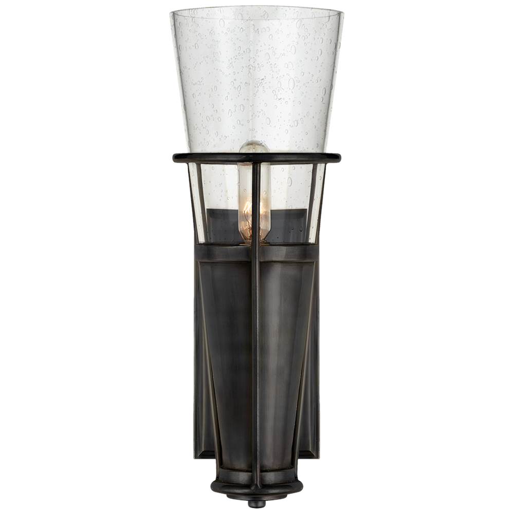Visual Comfort Signature Collection Robinson Single Sconce in Bronze with Seeded Glass