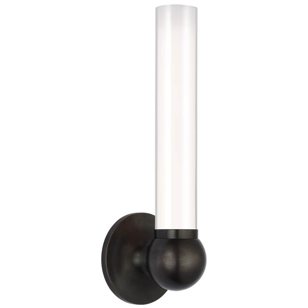 Visual Comfort Signature Collection Jeffery Tall Bath Sconce in Bronze with White Glass