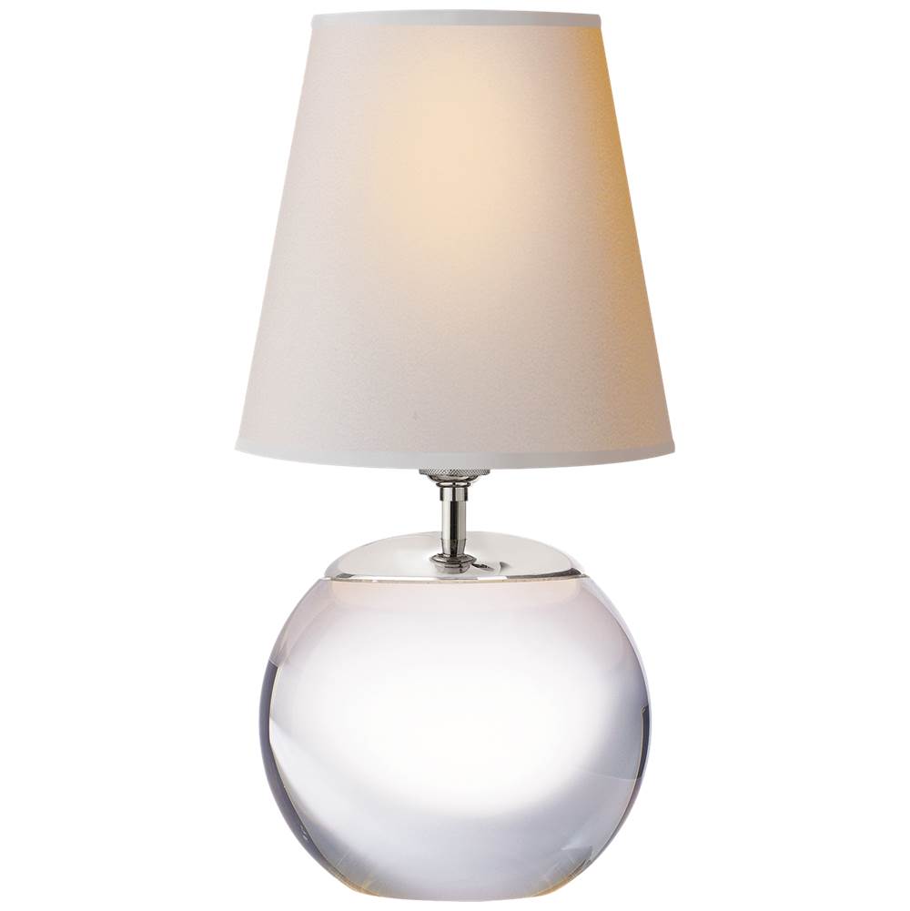 Visual Comfort Signature Collection Terri Round Accent Lamp in Crystal with Natural Paper Shade