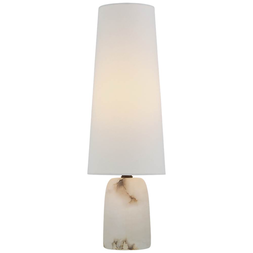 Visual Comfort Signature Collection Jinny Medium Table Lamp in Alabaster with Linen Shade