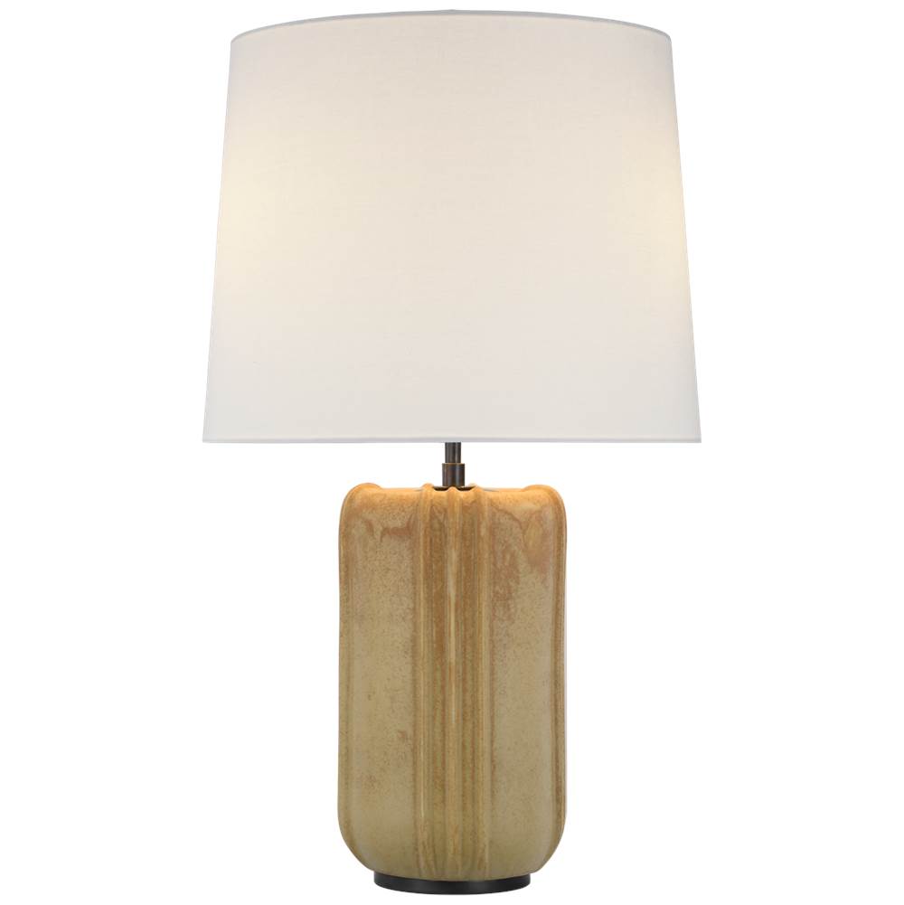 Visual Comfort Signature Collection Minx Large Table Lamp in Yellow Oxide with Linen Shade