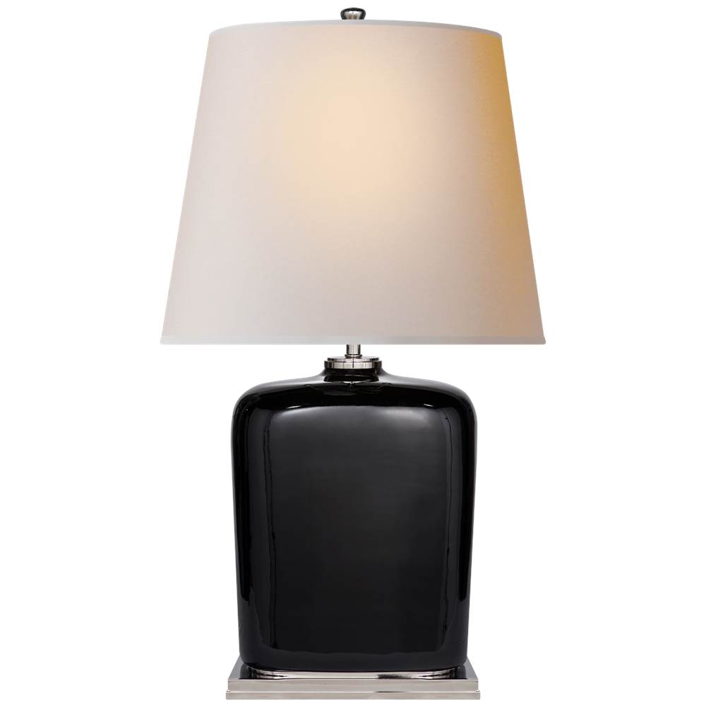 Visual Comfort Signature Collection Mimi Table Lamp in Black with Natural Paper Shade