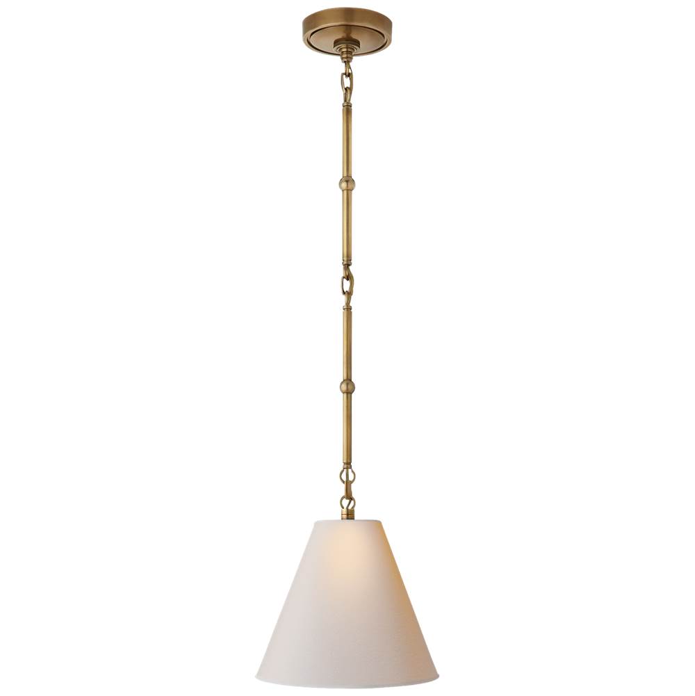 Visual Comfort Signature Collection Goodman Petite Hanging Shade in Hand-Rubbed Antique Brass with Natural Paper Shade