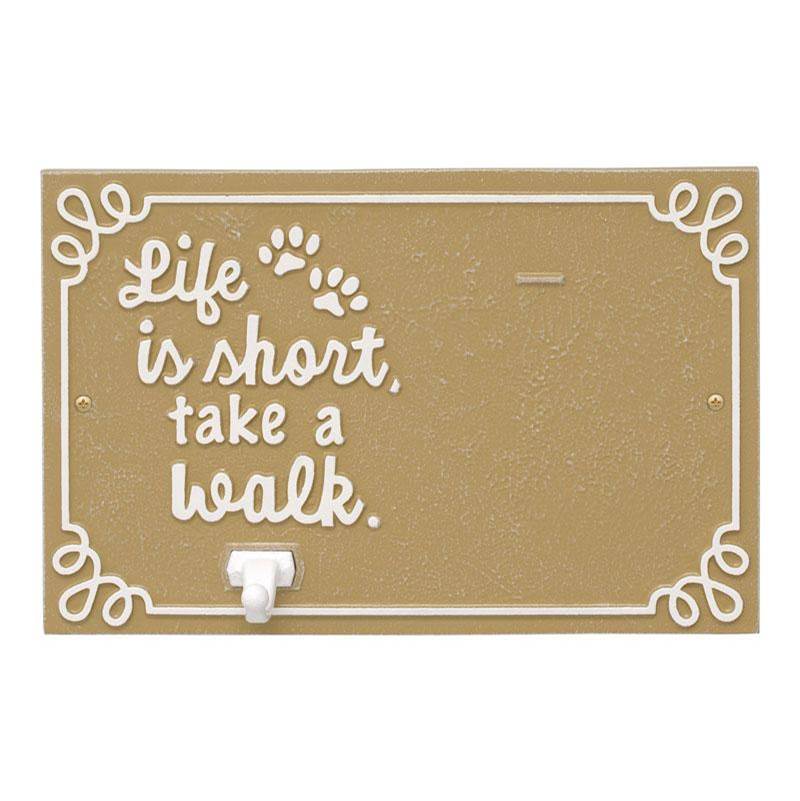 Whitehall Products Life is Short Take a Walk Wall Plaque with Photo Clip and Leash Hook