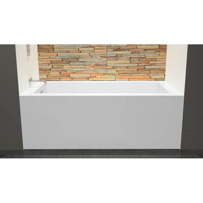 WETSTYLE Cube Bath 60 X 32 X 21 - 2 Walls - R Hand Drain - Built In Nt O/F & Pc Drain - Copper Con - White Matt