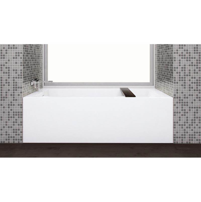 WETSTYLE Cube Bath 60 X 30 X 18 - 2 Walls - L Hand Drain - Built In Nt O/F & Bn Drain - Copper Con - White True High Gloss