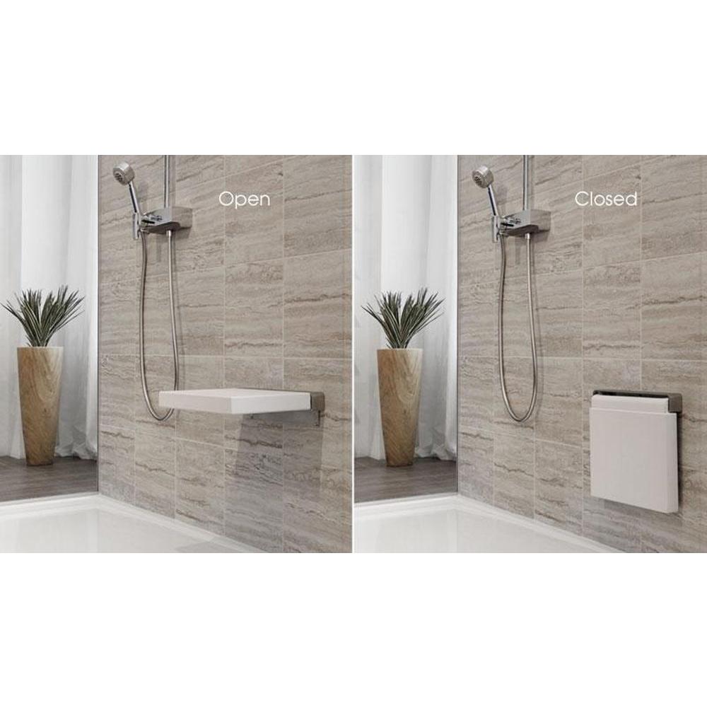 WETSTYLE Cube Wall-Mounted Seat - 14 3/16 X 13 1/16 - White/Mirror