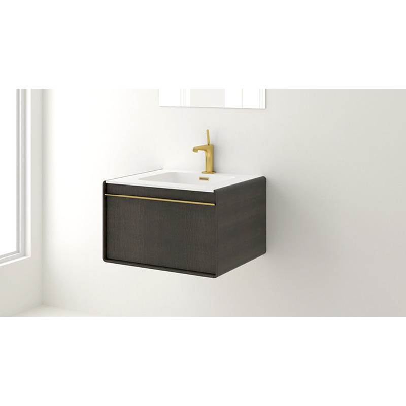 WETSTYLE Deco Vanity Wallmount 48'' - Wl Config Walnut Natural And White Matte Lacquer - Satin Brass Metal